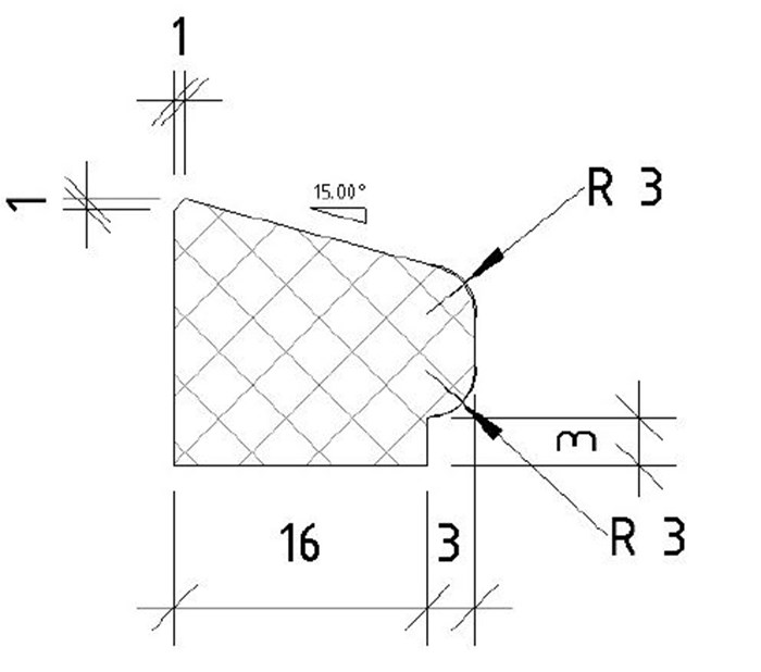 Plakroede schuin, 12x32mm 