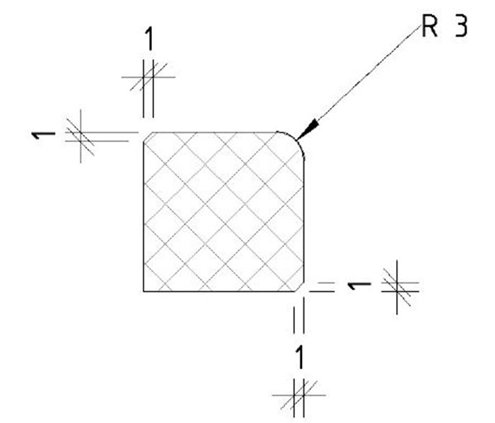 Glaslat recht, 17x17mm