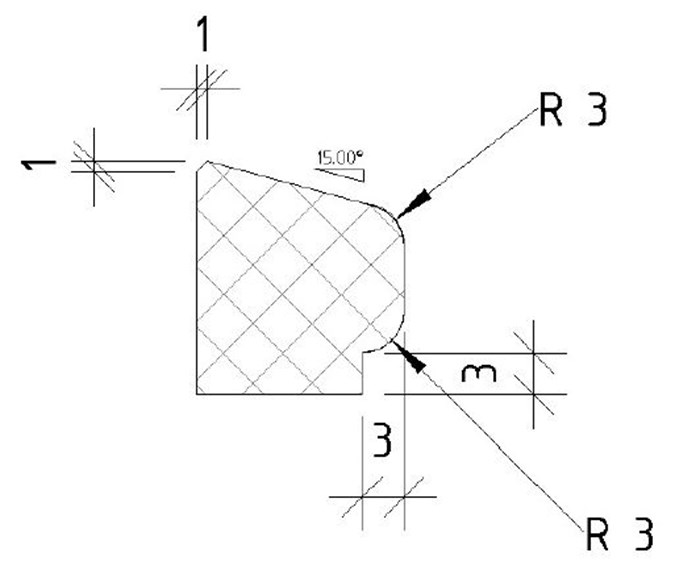 Glaslat recht, 17x14mm