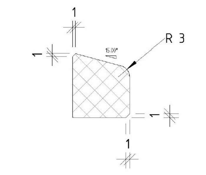 Koplat schuin, 9x33mm 